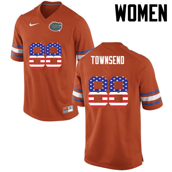 Women Florida Gators #88 Tommy Townsend College Football USA Flag Fashion Jerseys-Orange - Click Image to Close